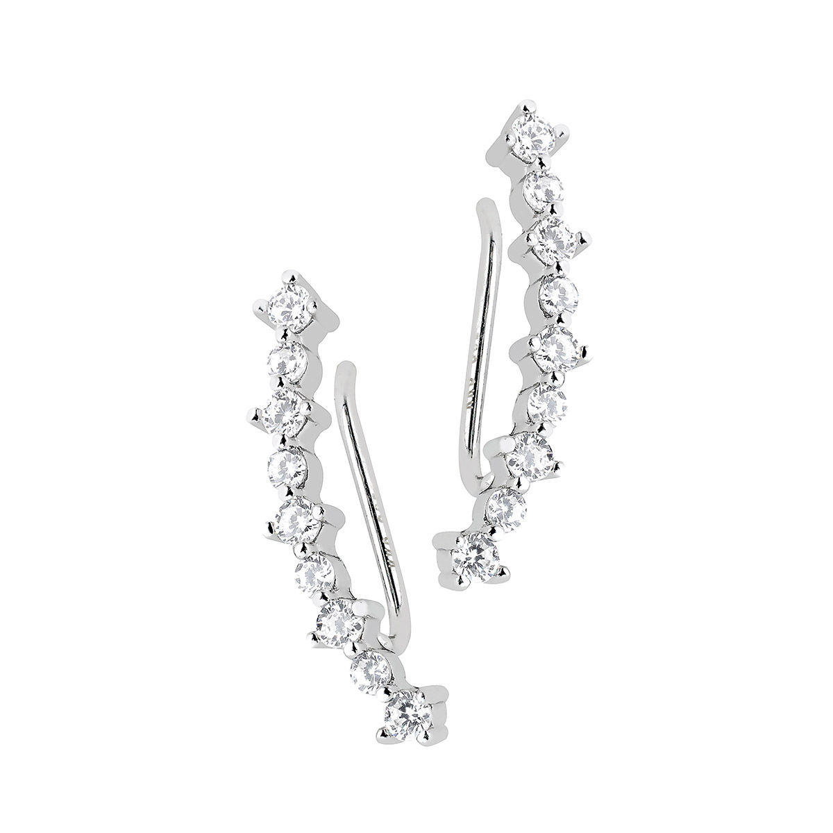 Lykka Casuals climber white silver earrings 