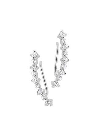 Lykka Casuals climber white silver earrings