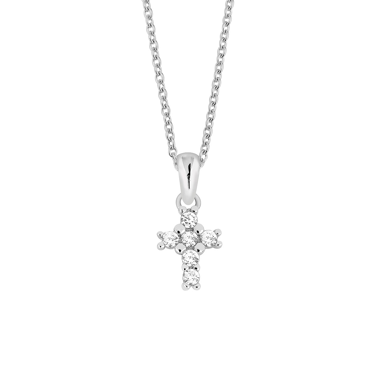 Lykka silver christening cross with zirconia 