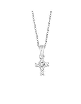 Lykka silver christening cross with zirconia