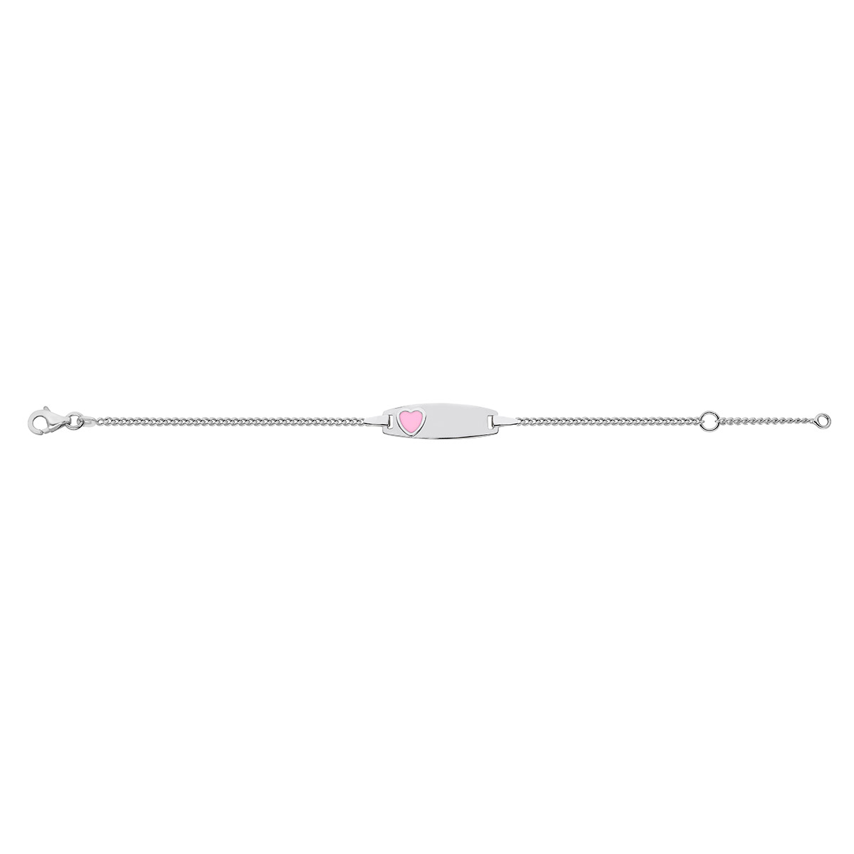 Lykka childrens pink heart ID bracelet silver 