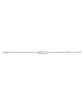 Lykka childrens pink heart ID bracelet silver