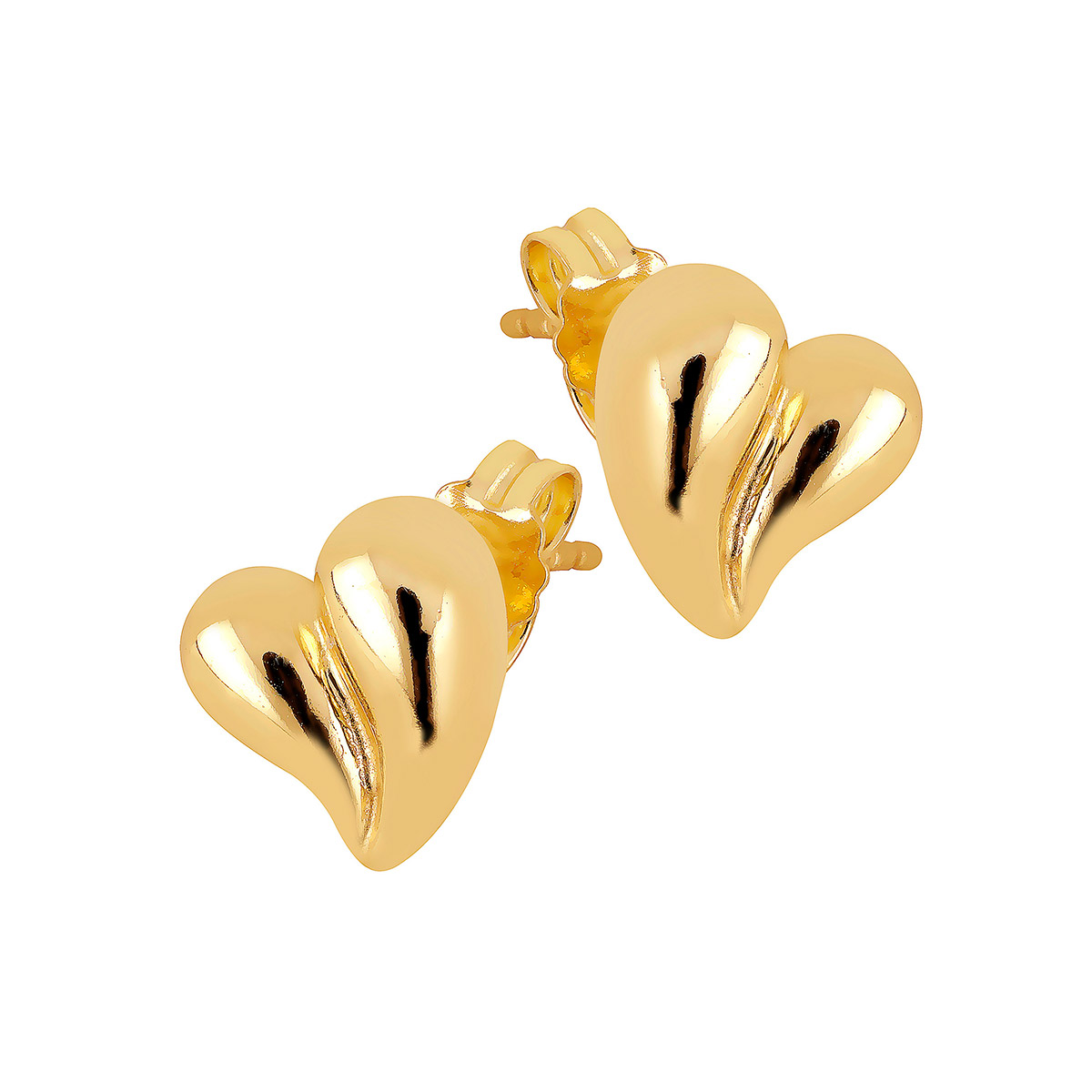 Lykka Hearts earrings 10mm goldplated silver