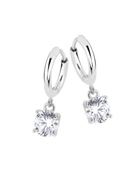 Lykken Casuals silver creole earrings with cz