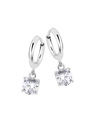 Lykka Casuals silver creole earrings with cz