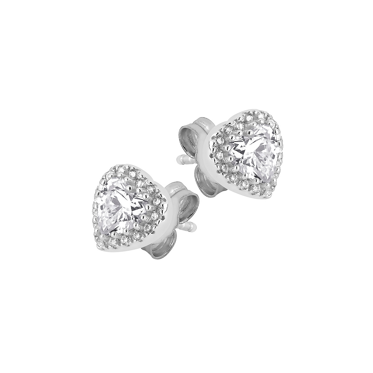 Lykka Hearts halo earrings silver