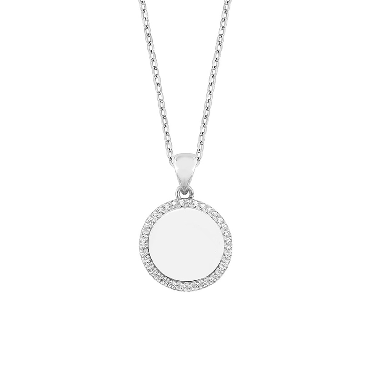 Lykka Casuals engravable silver necklace with cz