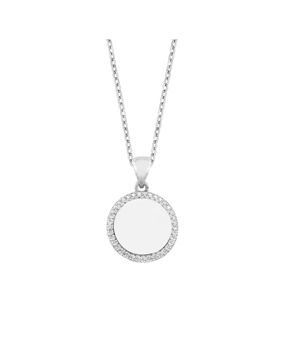 Lykken Casuals engravable silver necklace with cz