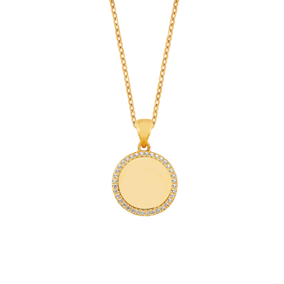 Lykka Casuals engravable goldplated silver necklace with cz
