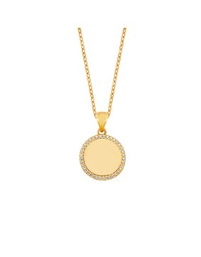 Lykken Casuals engravable goldplated silver necklace with cz