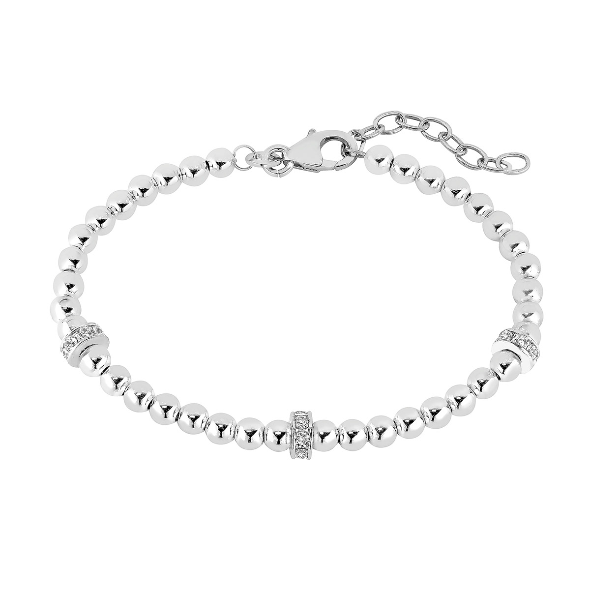 Lykka Casuals silver ball bracelet cz