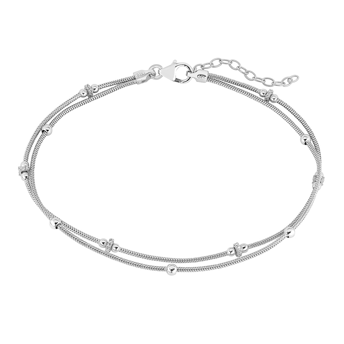 Lykka Casuals silver double anklet