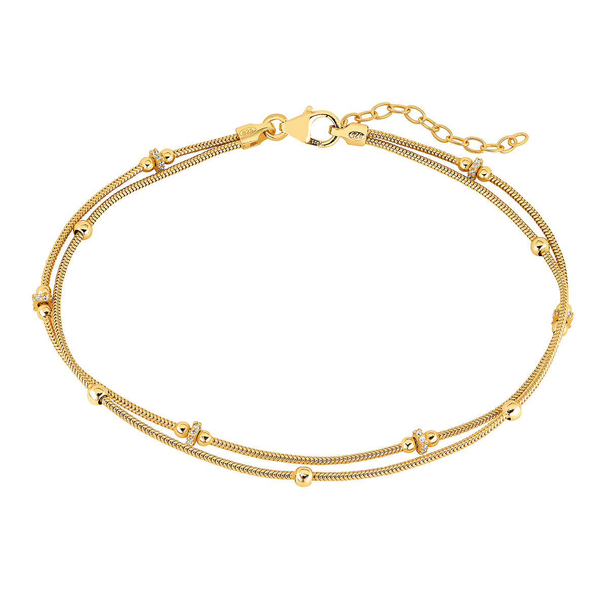 Lykka Casuals silver double anklet goldplated