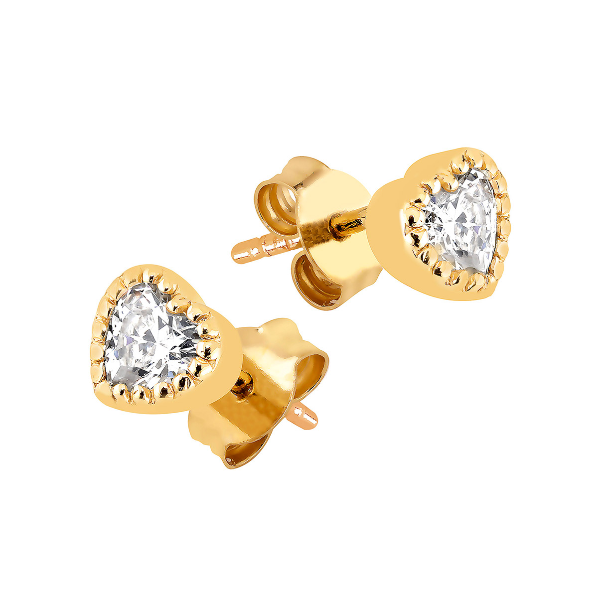 Lykka Hearts Heart Earrings gold-plated silver 4mm LYS25060