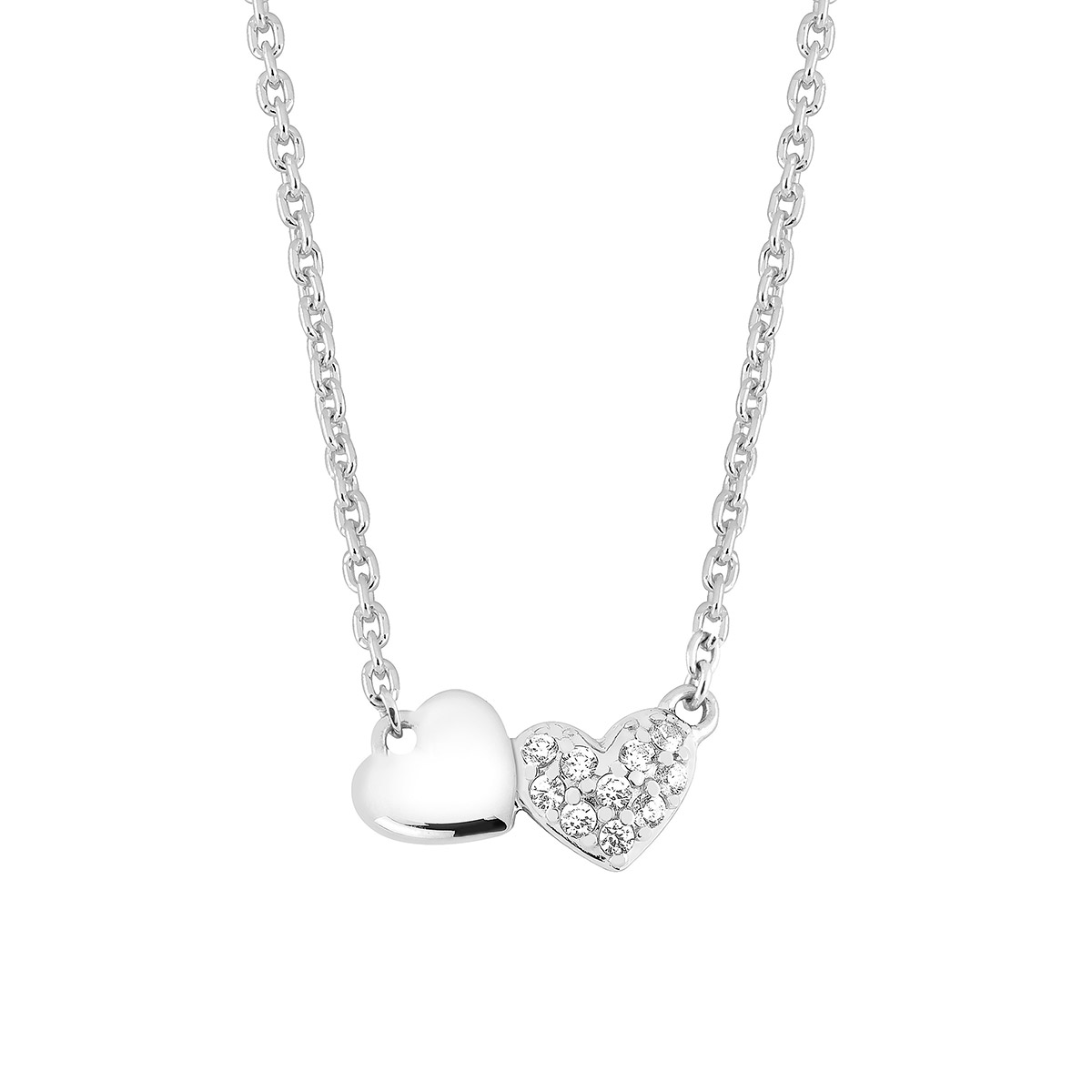 Lykka Hearts silver necklace double hearts LYS25062