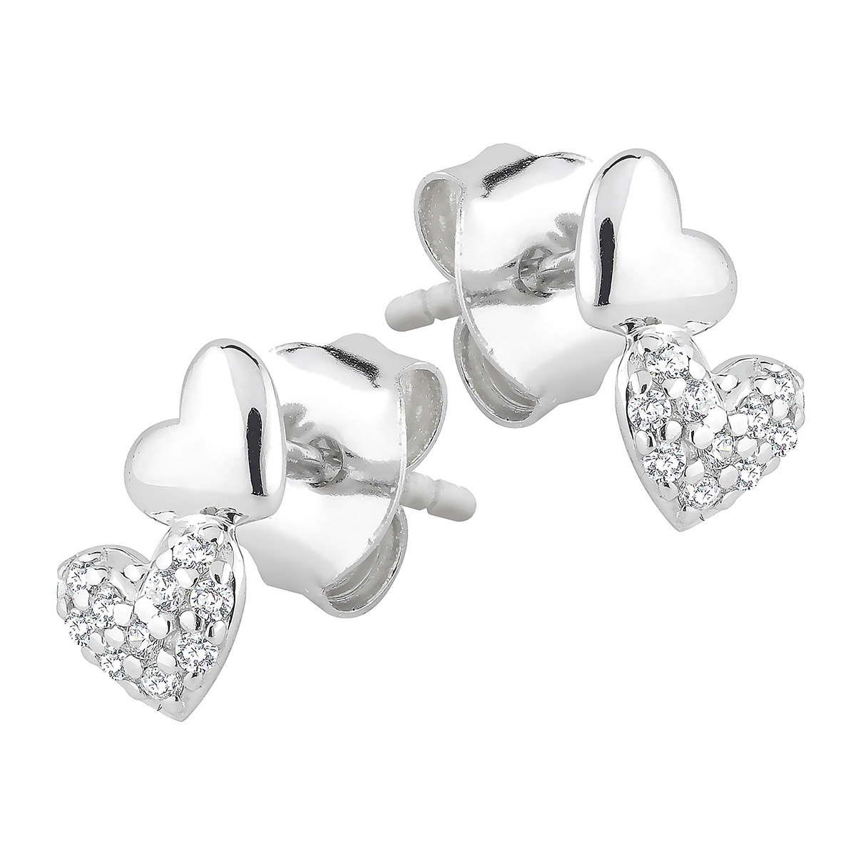 Lykka Hearts silver earrings double hearts LYS25064