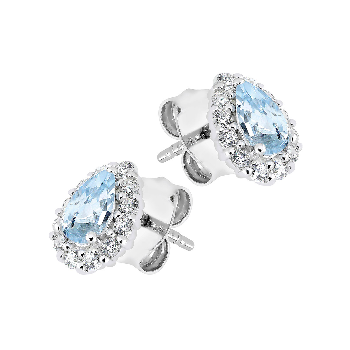 Lykka Casuals silver earrings light blue halo LYS25066