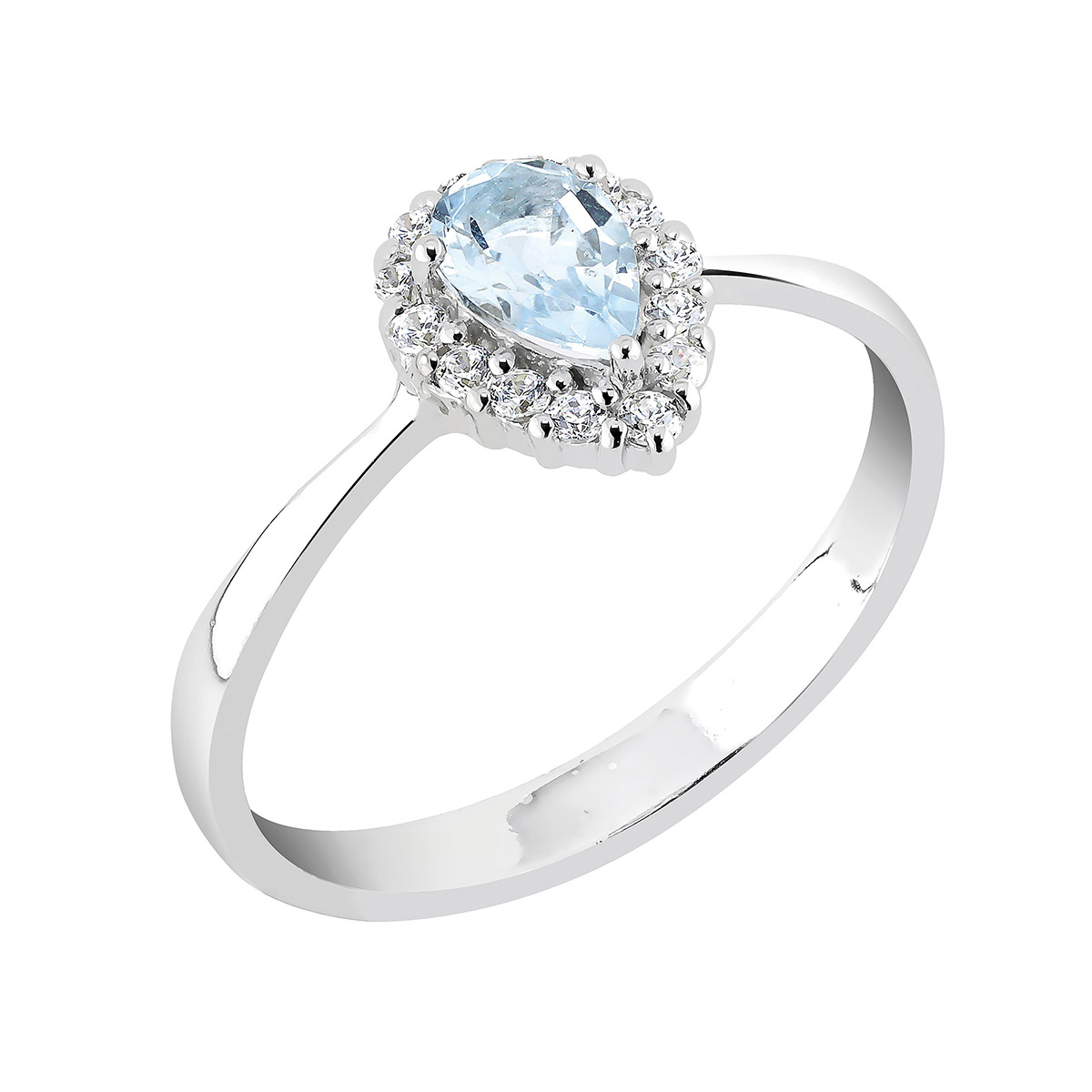 Lykka Casuals silver ring light blue halo LYS25067