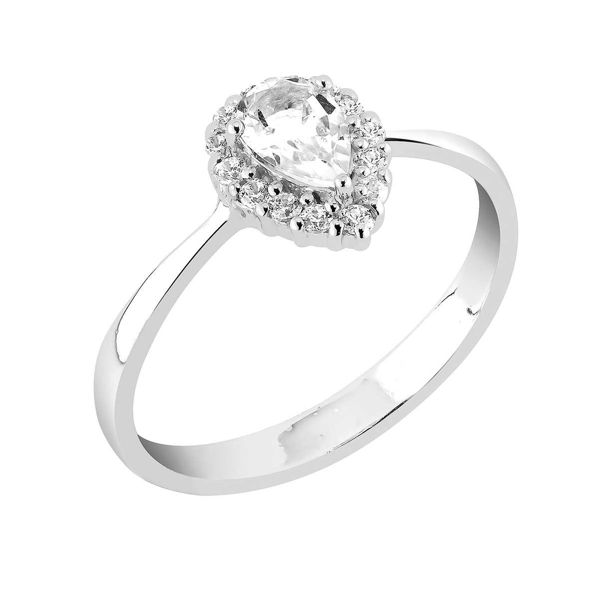 Lykka Casuals silver ring clear halo LYS25070