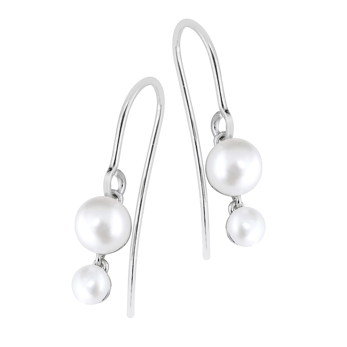 Lykka Pearls earrings silver double LYS25072