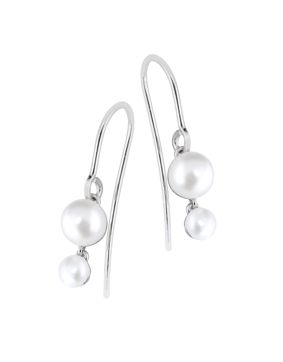 Lykken Pearls earrings silver double LYS25072