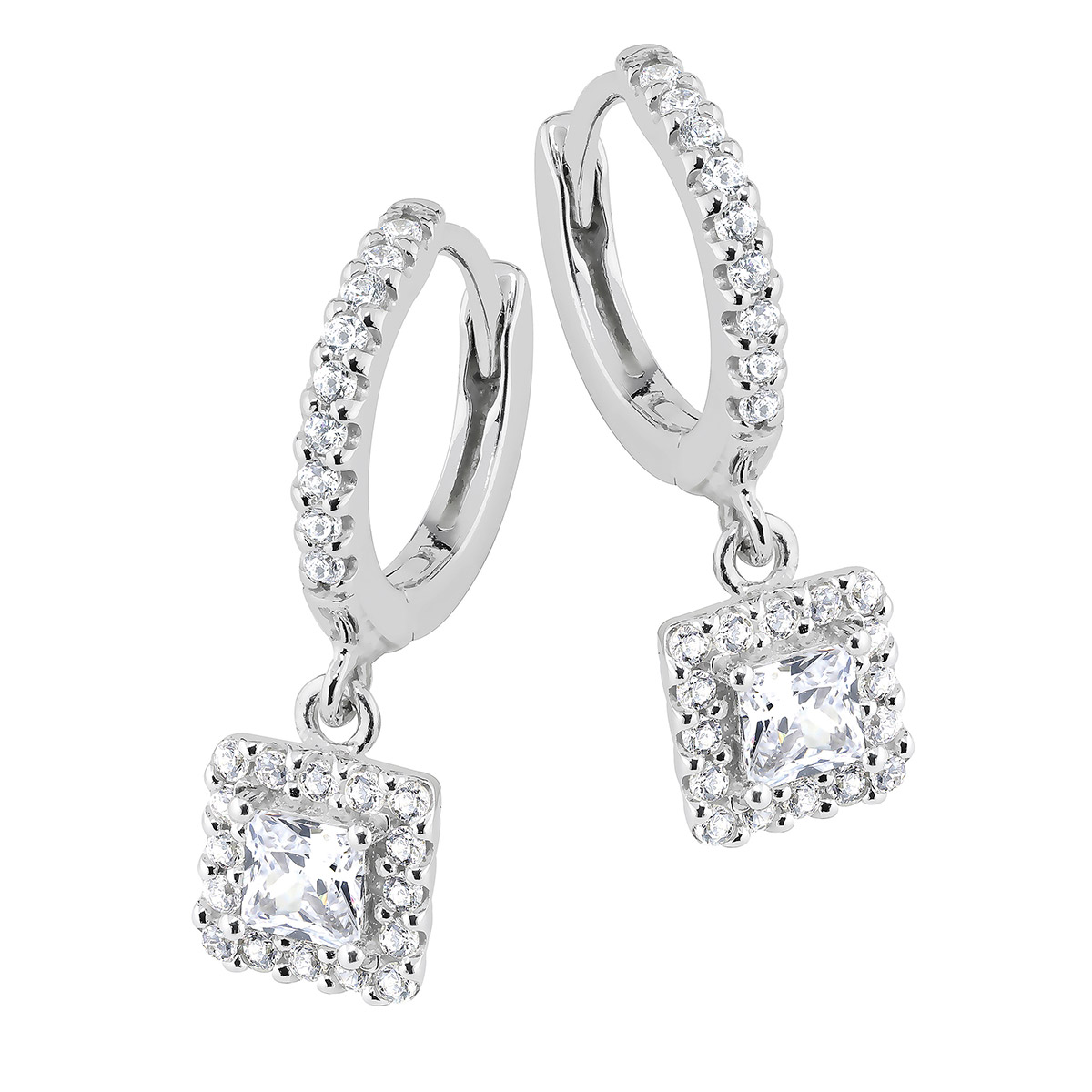 Lykka Casuals silver earrings square halo LYS25075