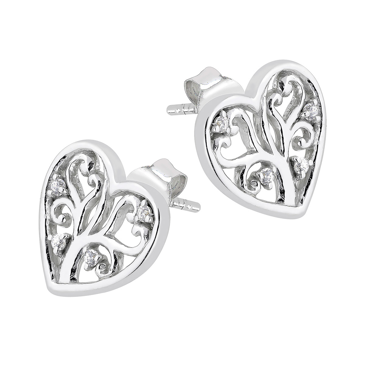Lykka Symbols Heart Earrings silver tree of life LYS25078