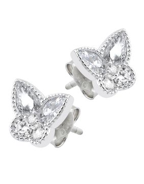 Lykken Symbols silver earrings butterfly zirconia 10mm