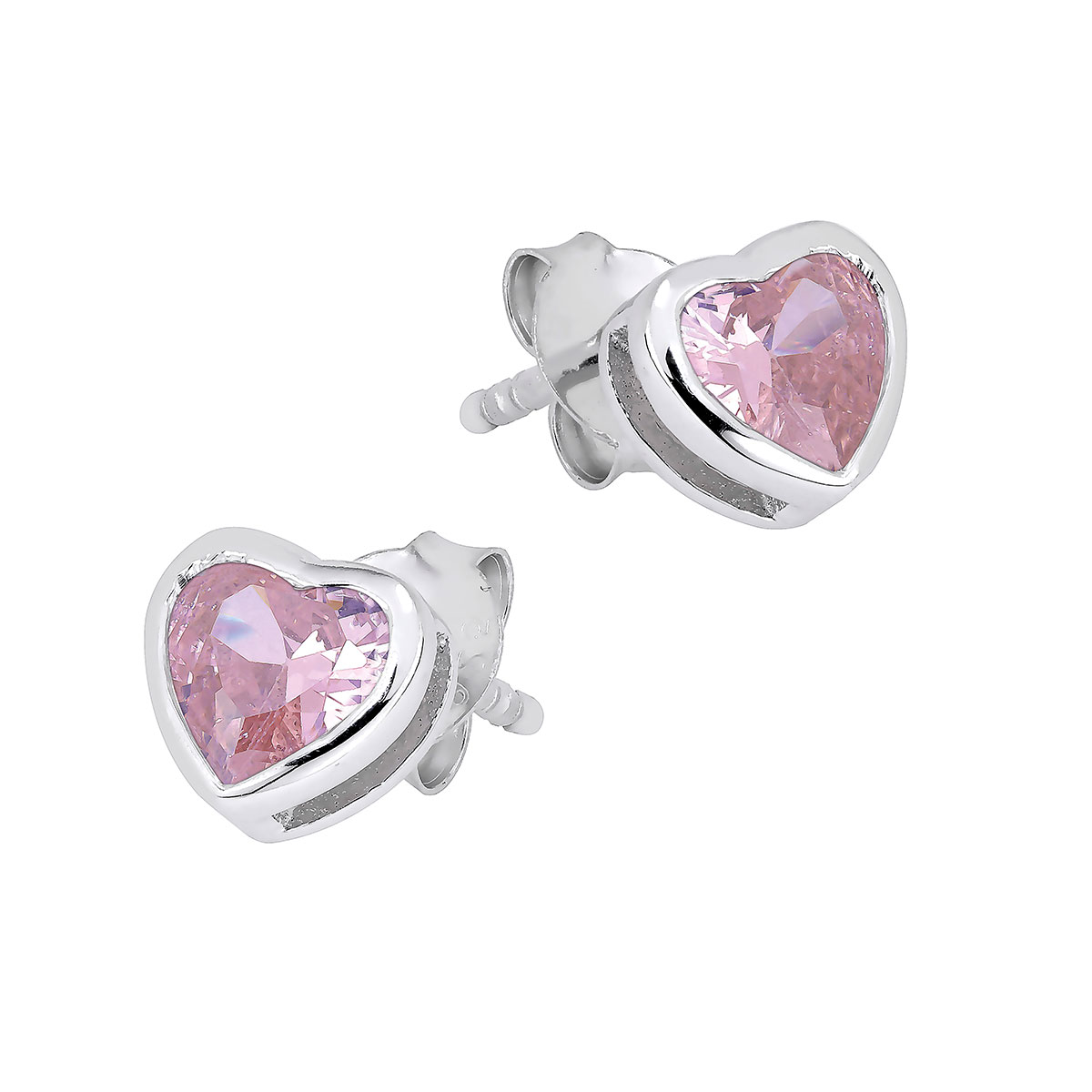 Lykka Hearts pink heart earrings silver