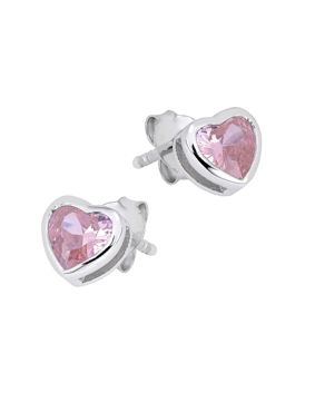 Lykken Hearts pink heart earrings silver