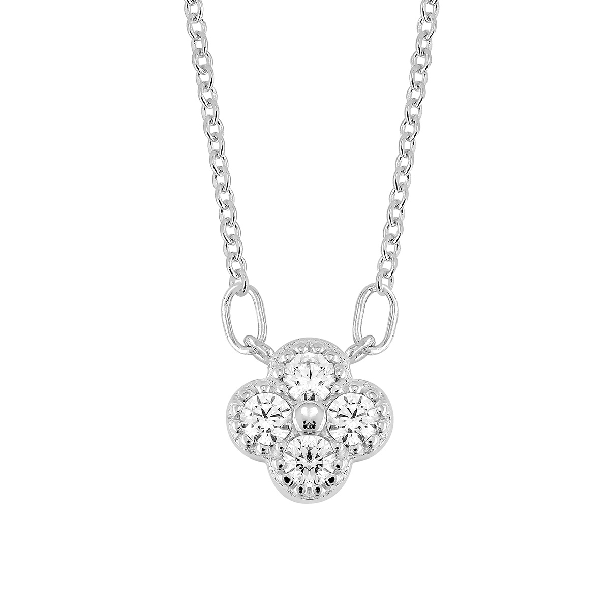 Lykka Symbols flower silver necklace zirconia
