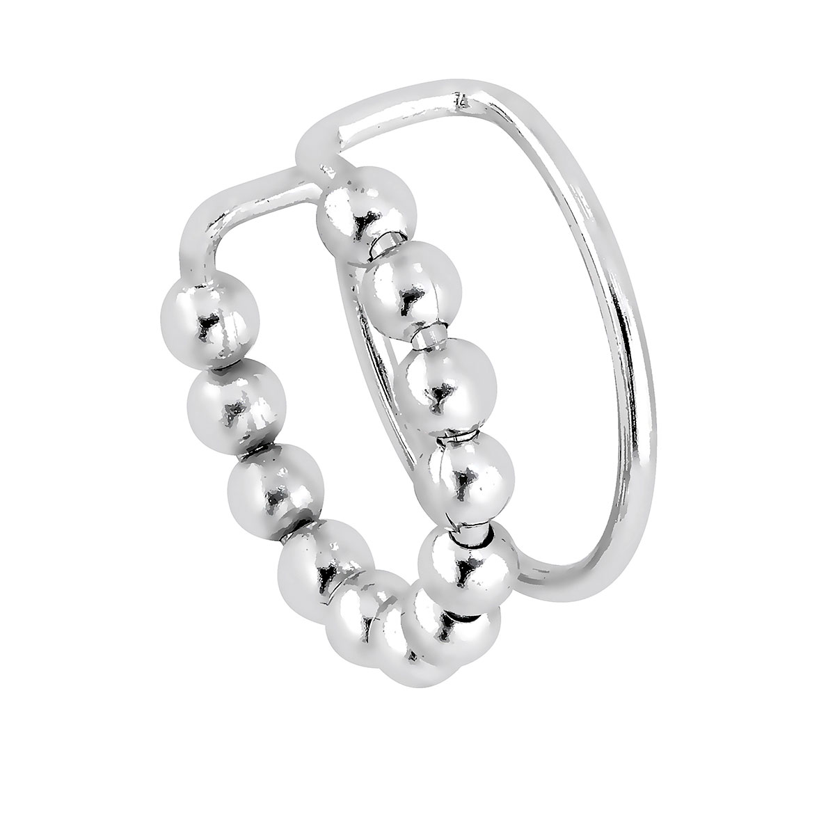 Lykka Casuals double ring ear cuff silver earring zirconia