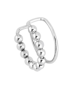 Lykka Casuals double ring ear cuff silver earring zirconia