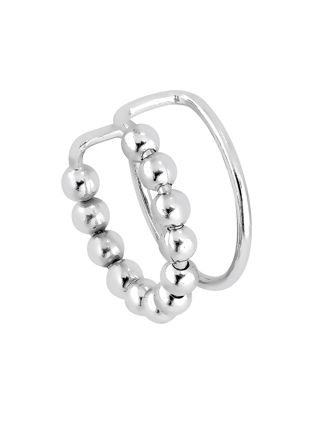 Lykka Casuals double ring ear cuff silver earring zirconia