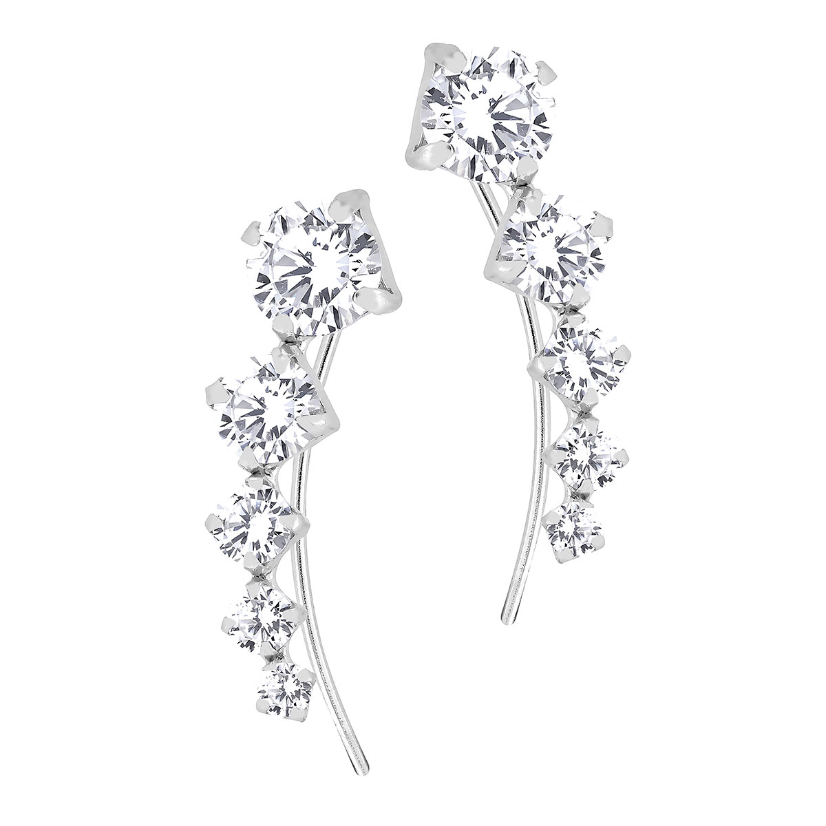 Lykka Casuals climber silver earrings zirconia