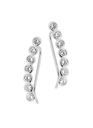 Lykka Casuals climber silver earrings with zirconium stones