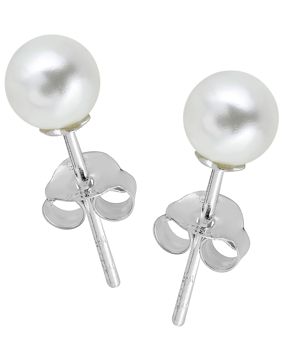 Lykken Pearls imitation pearl earrings silver 5 mm