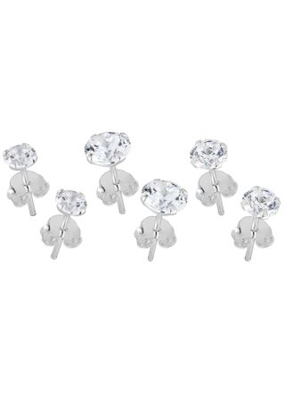 Lykka Casuals earring set silver clear zirconia 4–6 mm