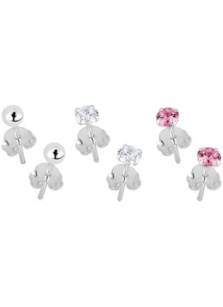 Lykka Casuals silver earring set 3 mm – ball & zirconias