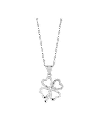 Lykken Symbols Silver Necklace Clover 45 cm