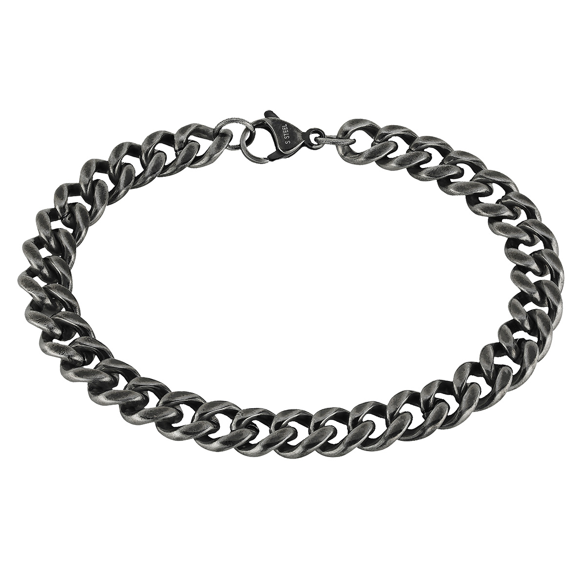 Lykka Strong curb link bracelet 6 mm gun metal-21