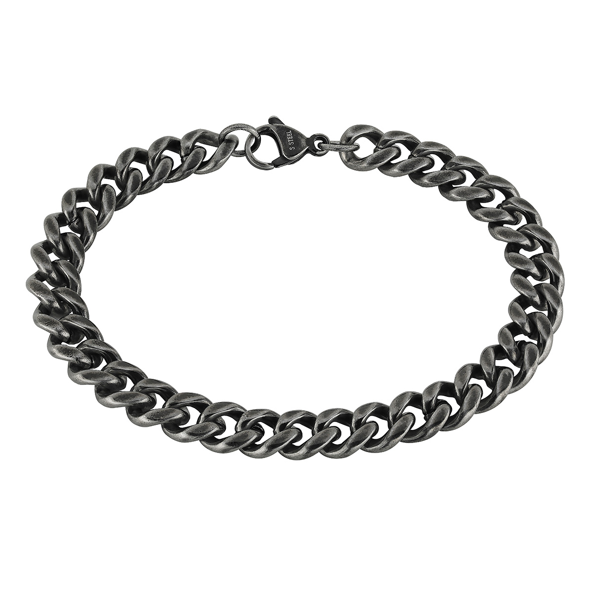 Lykka Strong curb link bracelet 8 mm gun metal