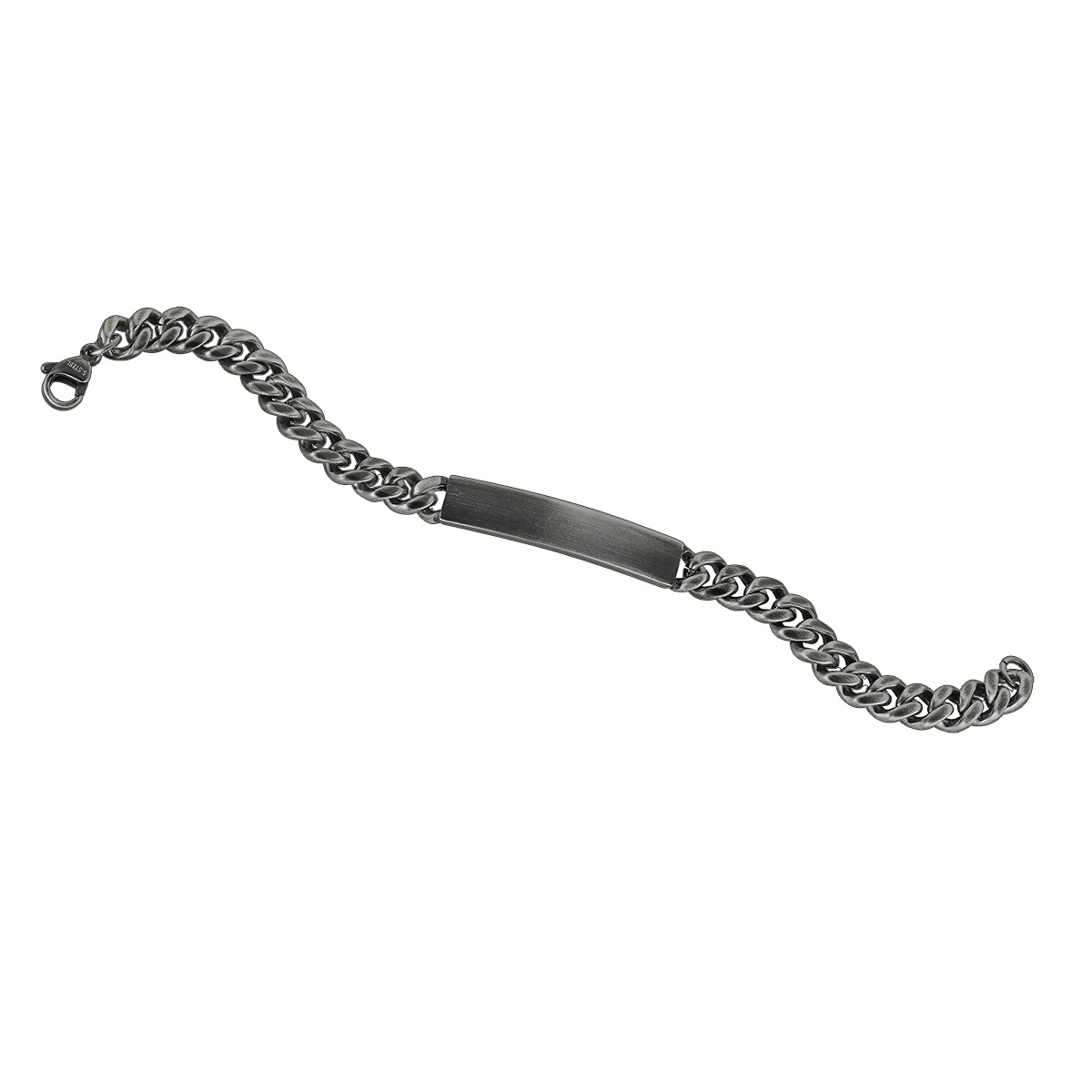 Lykka Strong steel plate link bracelet 10 mm gun metal