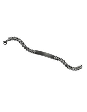 Lykken Strong steel plate link bracelet 10 mm gun metal