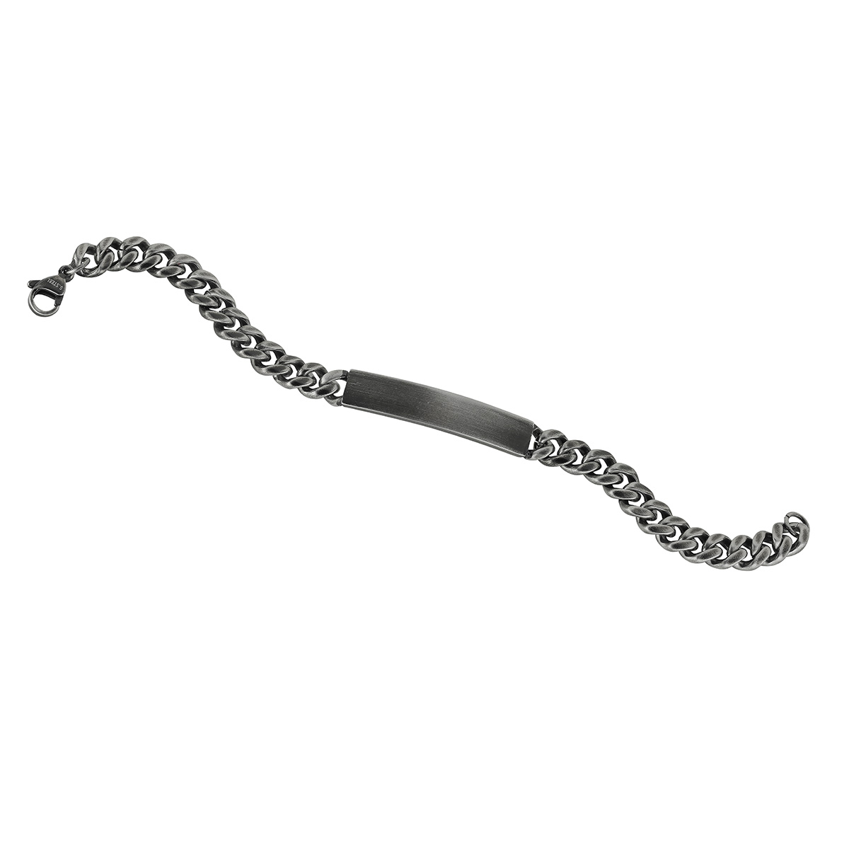 Lykka Strong steel plate link bracelet 8 mm gun metal