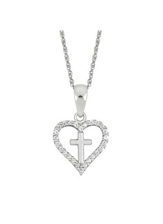 Lykken Crosses Silver Heart Cross Necklace 45 cm