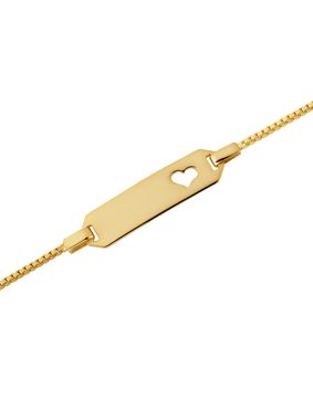 Lykken Basics engravable gold-plated heart silver bracelet for children 14 cm