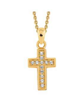 Lykken Crosses Gold-Plated Silver Cross Necklace with Zirconia 45 cm