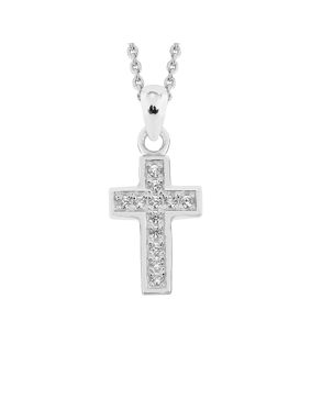 Lykken Crosses Silver Cross Necklace with Zirconia 45 cm