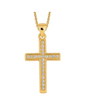 Lykken Crosses Gold-Plated Rhodium-Plated Silver Cross Necklace 45 cm